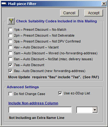 ncoa sutability code